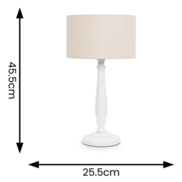 ValueLights Victoria Cream Fabric Drum Shade White Wood Traditional LED Table Lamp - Size: 45.5 x 25.5 x 25.5cm - Wilko - thumbnail 5