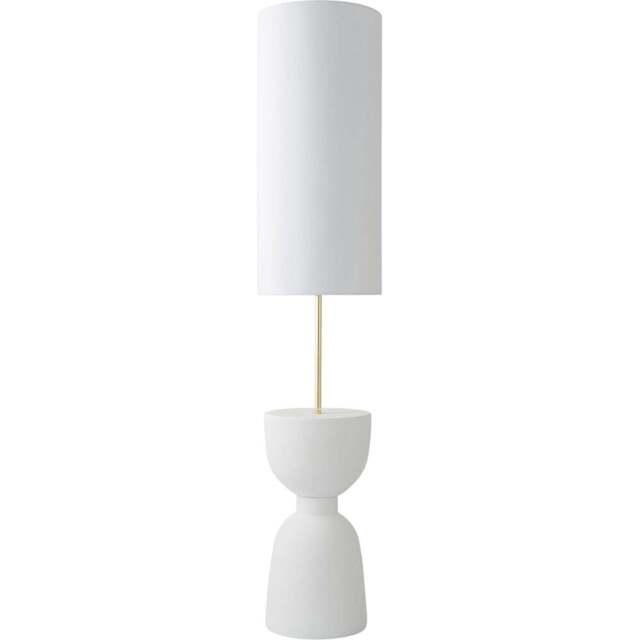 ValueLights Esme Linen Tall Lamp Shade Ceramic Table Base Midi LED Floor Lamp - Size: 143 x 29 x 29cm - Cream - Wilko - image 1