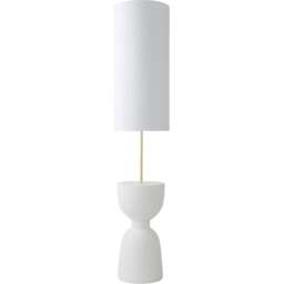 ValueLights Esme Linen Tall Lamp Shade Ceramic Table Base Midi LED Floor Lamp - Size: 143 x 29 x 29cm - Cream - Wilko