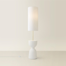 ValueLights Esme Linen Tall Lamp Shade Ceramic Table Base Midi LED Floor Lamp - Size: 143 x 29 x 29cm - Cream - Wilko - thumbnail 6