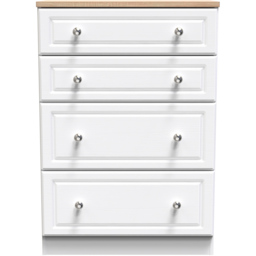 Crowndale Norfolk 4 Drawer White Ash and Bardolino Oak Deep Chest of Drawers Ready Assembled - Wilko - thumbnail 3