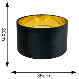 ValueLights Reni Black Velvet and Gold Inner Medium Pendant Shade - Size: 20 x 35 x 35cm - Wilko - thumbnail 5
