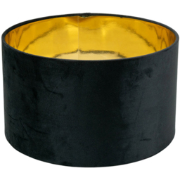ValueLights Reni Black Velvet and Gold Inner Medium Pendant Shade - Size: 20 x 35 x 35cm - Wilko