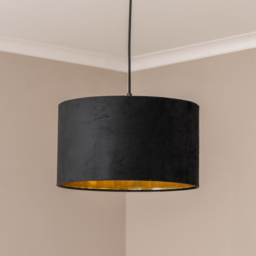 ValueLights Reni Black Velvet and Gold Inner Medium Pendant Shade - Size: 20 x 35 x 35cm - Wilko - thumbnail 3