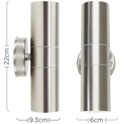 ValueLights Set of 2 Silver Warm White Bulb Wall Up-Down Outdoor Light - Size: 22 x 8.5 x 9.3cm - Wilko - thumbnail 7