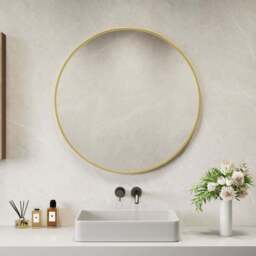 Neo Gold Metal Frame Anti-Rust Wall Mounted Round Mirror 70cm - Size: 70 x 70 x 2cm - Wilko - thumbnail 3