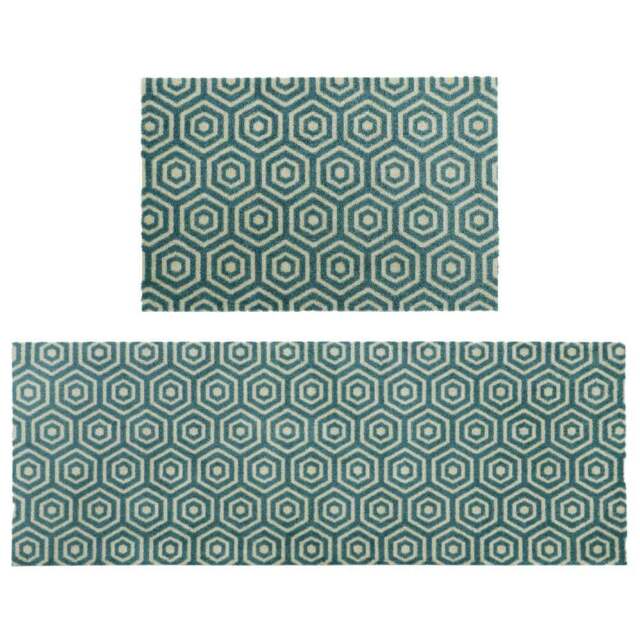JVL Geo Hex Mega Mat Runner 57 x 150cm - Size: 57 x 75cm - Multi - JVL Homewares - Wilko - image 1