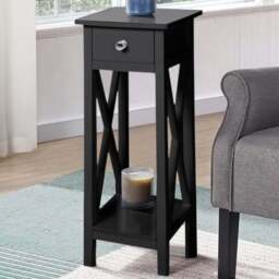 Living and Home Single Drawer Black Wooden Slim Console Table - Wilko