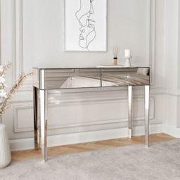 CARME Home Ivy 2 Drawer Mirrored Silver Dressing Table - Size: 31 x 52 x 123cm - Wilko - thumbnail 7