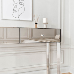 CARME Home Ivy 2 Drawer Mirrored Silver Dressing Table - Size: 31 x 52 x 123cm - Wilko - thumbnail 4