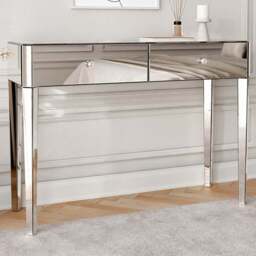 CARME Home Ivy 2 Drawer Mirrored Silver Dressing Table - Size: 31 x 52 x 123cm - Wilko