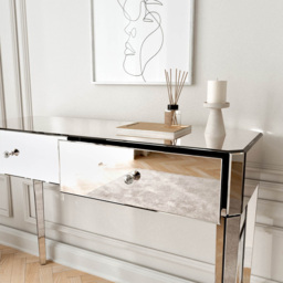 CARME Home Ivy 2 Drawer Mirrored Silver Dressing Table - Size: 31 x 52 x 123cm - Wilko - thumbnail 5