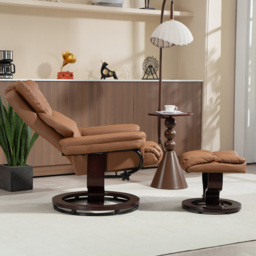 HOMCOM Brown PU Leather Manual Reclining Padded Armchair with Footstool - Size: Single - Wilko - thumbnail 6