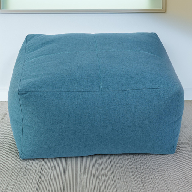 Kaikoo Blue Brushed Fabric Square Slab Bean Bag with Top Quilting - Wilko - image 1