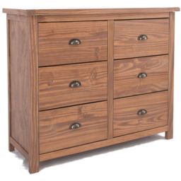 Cabinet Bits Padua 6 Drawer Brown Brass Cup Handle Chest of Drawers - Wilko - thumbnail 3