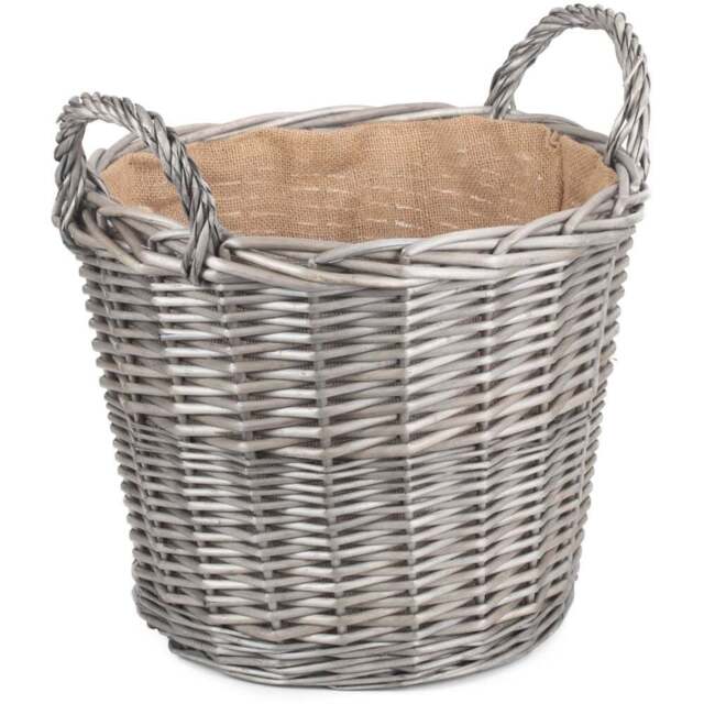 Red Hamper Large Antique Wash Finish Log Basket - Size: 42 x 42 x 33cm - Brown - Wilko - image 1