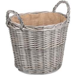 Red Hamper Large Antique Wash Finish Log Basket - Size: 42 x 42 x 33cm - Brown - Wilko - thumbnail 1