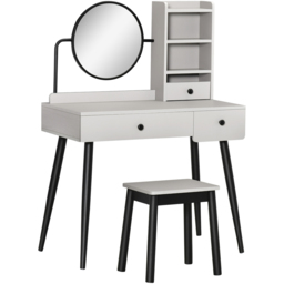 Portland Grey Dressing Table Set with Mirror - Size: 90 x 45 x 126cm - Wilko - thumbnail 3
