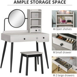 Portland Grey Dressing Table Set with Mirror - Size: 90 x 45 x 126cm - Wilko - thumbnail 7