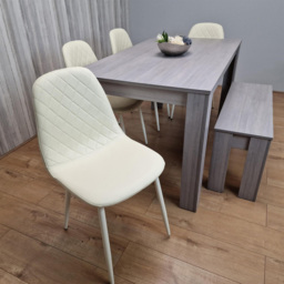 Kosy Koala 6 Seater Faux Leather Gem Pattern Dining Bench Set Grey and Cream - Multi - Portland - Wilko - thumbnail 6