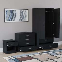 Vida Designs Riano Black 3 Piece Bedroom Furniture Set - Wilko - thumbnail 5