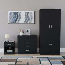 Vida Designs Riano Black 3 Piece Bedroom Furniture Set - Wilko - thumbnail 3