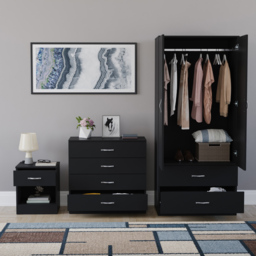 Vida Designs Riano Black 3 Piece Bedroom Furniture Set - Wilko - thumbnail 4