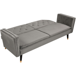 Comfy Living 3 Seater Grey and Gold Plush Velvet Tufted Sofa Bed - Wilko - thumbnail 5
