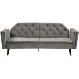 Comfy Living 3 Seater Grey and Gold Plush Velvet Tufted Sofa Bed - Wilko - thumbnail 4
