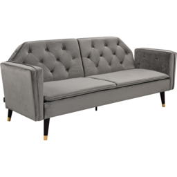 Comfy Living 3 Seater Grey and Gold Plush Velvet Tufted Sofa Bed - Wilko - thumbnail 3