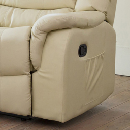 Almeira 3 Seater Cream Bonded Leather Recliner Sofa - Artemis Home - Wilko - thumbnail 3