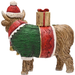 The Seasonal Gift Co. Standing Highland Cow Christmas Figurine - Size: 11 x 11 x 5cm - Brown - Wilko - thumbnail 4