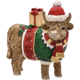 The Seasonal Gift Co. Standing Highland Cow Christmas Figurine - Size: 11 x 11 x 5cm - Brown - Wilko - thumbnail 3