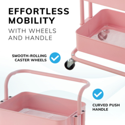 House of Home 3 Tier Pink Storage Cart with Wheels - Size: 84.5 x 41.7 x 33.2cm - Wilko - thumbnail 7