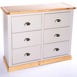 Cabinet Bits Bomporto 6 Drawer Grey Chrome Cup Handle Chest of Drawers - Wilko - thumbnail 5