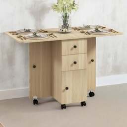 HOMCOM 6 Seater Natural Wood Drop Leaf Dining Table - Yellow - Wilko