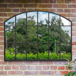 MirrorOutlet The Arcus Black Framed Arched Garden Wall Mirror 90 x 65cm - Size: 90 x 65 x 3cm - Wilko - thumbnail 3