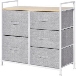 Portland 5 Drawer Grey Chest of Drawers - Multi - Wilko - thumbnail 3