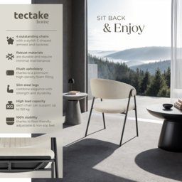 tectake Bedano Set of 4 Greige Dining Chair - Grey - Wilko - thumbnail 7