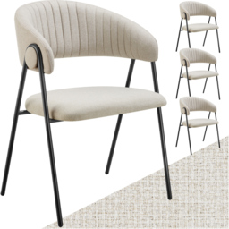 tectake Bedano Set of 4 Greige Dining Chair - Grey - Wilko - thumbnail 3