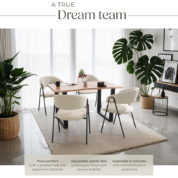 tectake Bedano Set of 4 Greige Dining Chair - Grey - Wilko - thumbnail 6