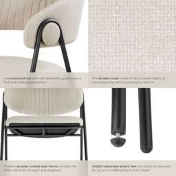 tectake Bedano Set of 4 Greige Dining Chair - Grey - Wilko - thumbnail 5