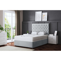 DS Living Seraphine Small Double Silver Upholstered Panel Divan Bed with 4 Drawer - Wilko - thumbnail 7