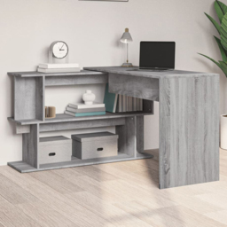 vidaXL 2 Shelf L-Shaped Modern Corner Desk Grey Sonoma - Size: 76 x 200 x 50cm - Wilko - thumbnail 1