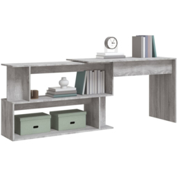 vidaXL 2 Shelf L-Shaped Modern Corner Desk Grey Sonoma - Size: 76 x 200 x 50cm - Wilko - thumbnail 4