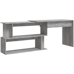 vidaXL 2 Shelf L-Shaped Modern Corner Desk Grey Sonoma - Size: 76 x 200 x 50cm - Wilko - thumbnail 3