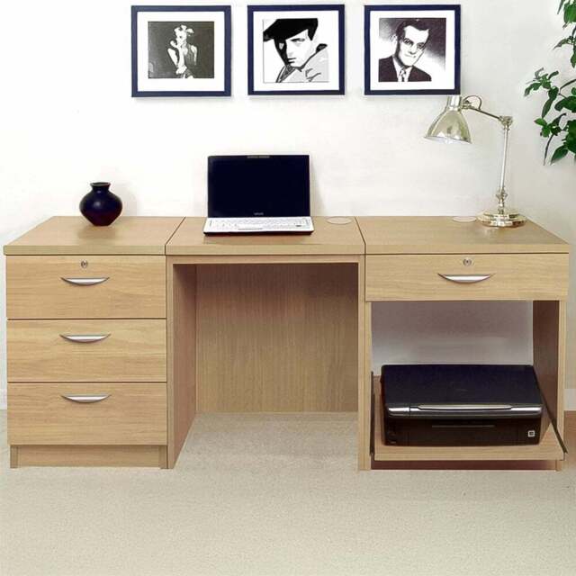 R White Cabinets 4 Drawer Light Brown Set-11 Desk with Printer Shelf - Size: 72.8 x 167.9 x 54cm - Wilko - image 1