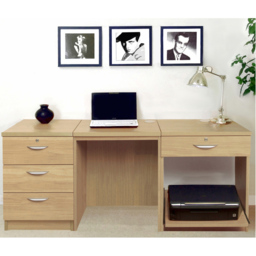 R White Cabinets 4 Drawer Light Brown Set-11 Desk with Printer Shelf - Size: 72.8 x 167.9 x 54cm - Wilko - thumbnail 5
