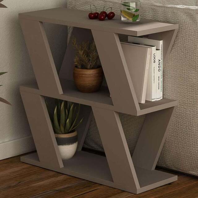 Decortie Lazena 2 Shelf Mocha Grey Modern Side End Table - Size: 55.4 x 60 x 21.2cm - Wilko - image 1