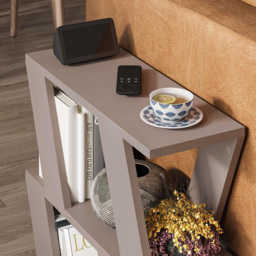 Decortie Lazena 2 Shelf Mocha Grey Modern Side End Table - Size: 55.4 x 60 x 21.2cm - Wilko - thumbnail 4